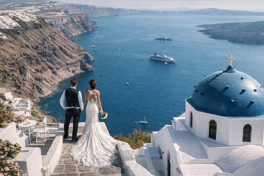 Santorini óceánparti esküvő